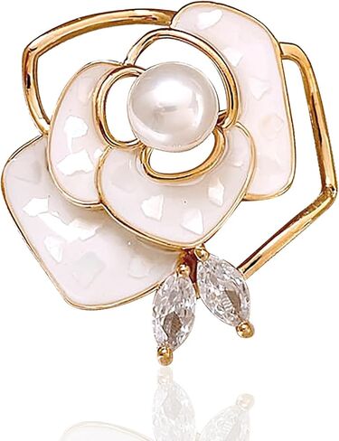 Rhinestone Flower Brooch 18K Gold Plated Flower Floral Brooch Elegant Pearl Lapel Pin Costume Jewelry Thanksgiving Day Birthday Wedding Gifts for Mom Wife in Kuwait