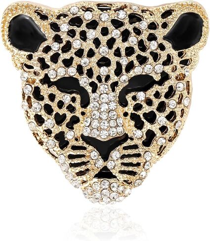 Vintage Shiny Rhinestone Leopard Head Brooches for Women Unisex Animal Pins Casual Accessories Gifts in Saudi Arabia