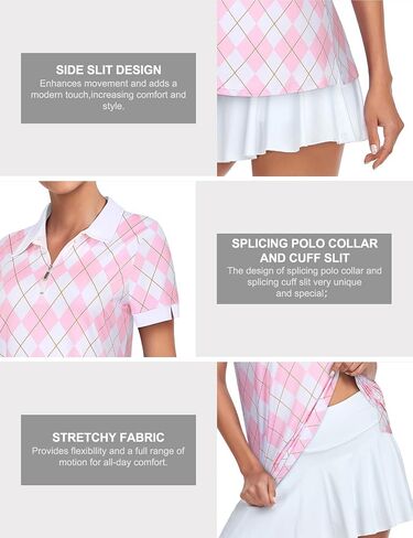 Womens Golf Shirts 1/4 Zip Up Short Sleeve Polo Workout Shirts UPF 50+ Quick Dry Tennis Athletic Pullover Tops in Saudi Arabia
