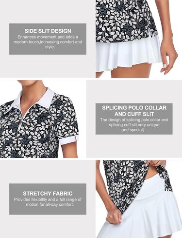 Womens Golf Shirts 1/4 Zip Up Short Sleeve Polo Workout Shirts UPF 50+ Quick Dry Tennis Athletic Pullover Tops in Saudi Arabia