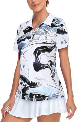 قمصان غولف المرأة 1/4 Zip Up قصيرة الأكمام القمصان التمرين UPF 50+ Quick Dry Tennis Athletic Pullover Tops in Kuwait