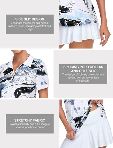 قمصان غولف المرأة 1/4 Zip Up قصيرة الأكمام القمصان التمرين UPF 50+ Quick Dry Tennis Athletic Pullover Tops in Kuwait