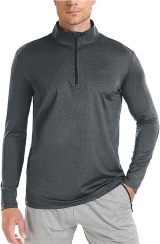 AGVNG بلوفر رجالي خفيف الوزن بسحاب 1/4 قمصان مطاطية فتل الرطوبة للجري والصيد والمشي لمسافات طويلة قميص رياضي من الجيرسيه in Kuwait