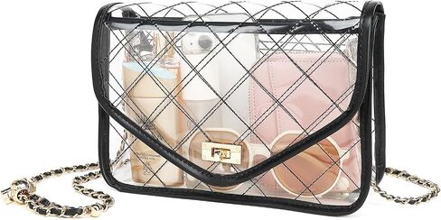 YGR Clear Bag for Stadium Events Clear Purse for Women Quilted PVC Clear Crossbody Bag Stadium Approved for Concerts in Saudi Arabia
