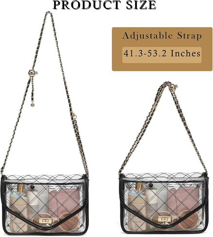 YGR Clear Bag for Stadium Events Clear Purse for Women Quilted PVC Clear Crossbody Bag Stadium Approved for Concerts in Saudi Arabia