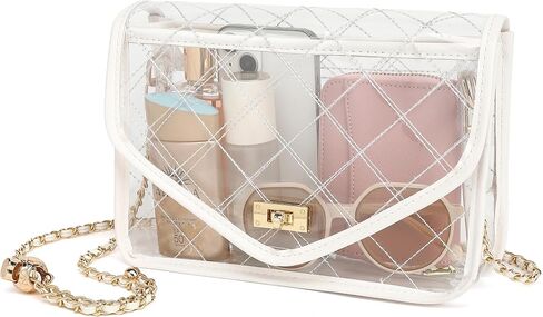 YGR Clear Bag for Stadium Events Clear Purse for Women Quilted PVC Clear Crossbody Bag Stadium Approved for Concerts in Saudi Arabia