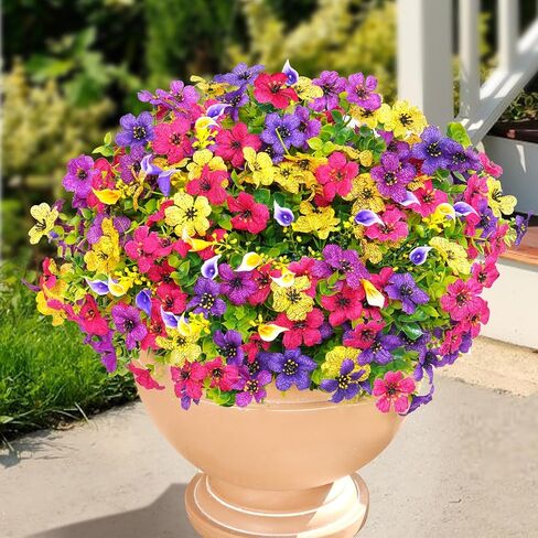 BLEUM CADE Artificial Flowers for Outdoors, 14 Bundles Faux Plants Outdoor Artificial Flowers for Decoration, UV Resistant Fake Flowers Artificial Plants & Flowers for Outdoors Garden Decor in Kuwait