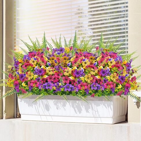 BLEUM CADE Artificial Flowers for Outdoors, 14 Bundles Faux Plants Outdoor Artificial Flowers for Decoration, UV Resistant Fake Flowers Artificial Plants & Flowers for Outdoors Garden Decor in Kuwait