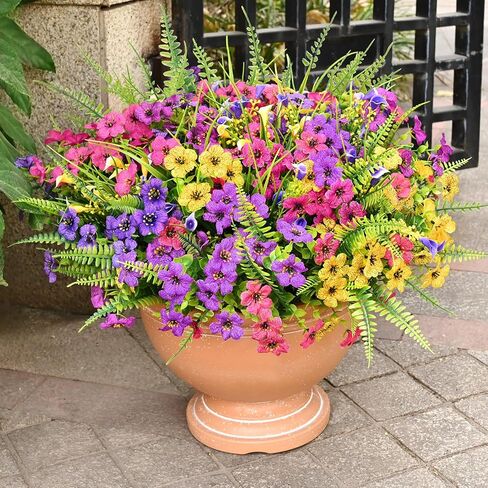 BLEUM CADE Artificial Flowers for Outdoors, 14 Bundles Faux Plants Outdoor Artificial Flowers for Decoration, UV Resistant Fake Flowers Artificial Plants & Flowers for Outdoors Garden Decor in Kuwait