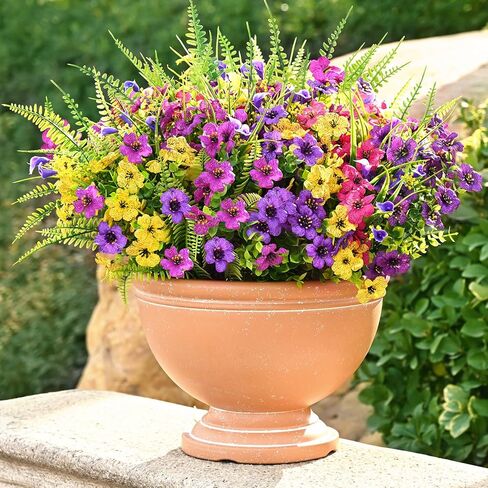BLEUM CADE Artificial Flowers for Outdoors, 14 Bundles Faux Plants Outdoor Artificial Flowers for Decoration, UV Resistant Fake Flowers Artificial Plants & Flowers for Outdoors Garden Decor in Kuwait