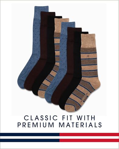 Tommy Hilfiger Mens Dress Socks-8 Pack Stylish Crew Socks for Men ، Treatable ، Wicking and Respressable ، Size 7-12 in Saudi Arabia