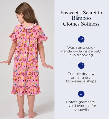 Bamboo Viscose Girls' Sleepwear Short Sleeve Ruffle Hem Kids Nightgown in Saudi Arabia