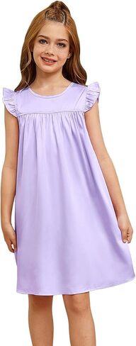 Jxstar Girls Nightgowns Toddler Pajamas Silk Satin Flutter Sleeve Princess Dress Nightie Sleepwear for Little Girls in Saudi Arabia