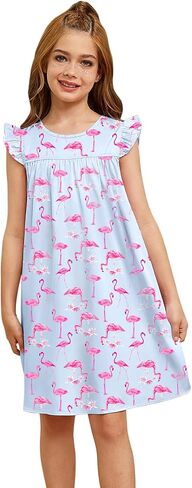 Jxstar Girls Nightgowns Toddler Pajamas Silk Satin Flutter Sleeve Princess Dress Nightie Sleepwear for Little Girls in Saudi Arabia