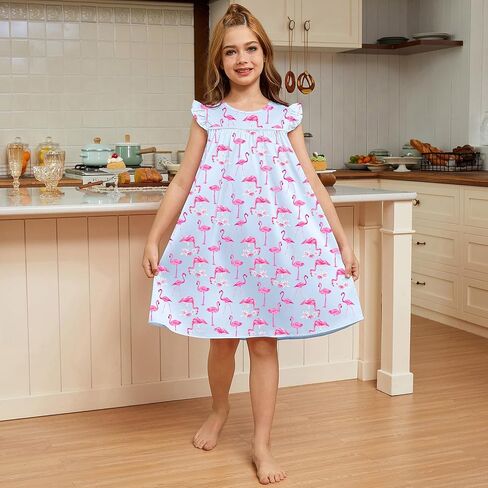 Jxstar Girls Nightgowns Toddler Pajamas Silk Satin Flutter Sleeve Princess Dress Nightie Sleepwear for Little Girls in Saudi Arabia