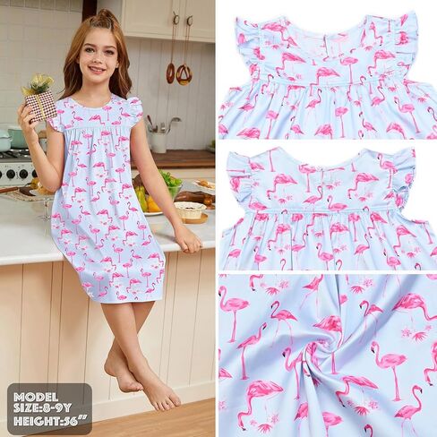 Jxstar Girls Nightgowns Toddler Pajamas Silk Satin Flutter Sleeve Princess Dress Nightie Sleepwear for Little Girls in Saudi Arabia
