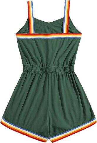 Milumia Women Casual Rainbow Stripe Print Cami Romper Knot High Waist Sport Jumpsuit in Saudi Arabia