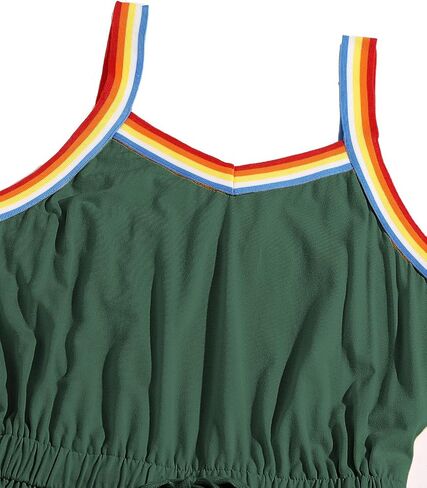 Milumia Women Casual Rainbow Stripe Print Cami Romper Knot High Waist Sport Jumpsuit in Saudi Arabia