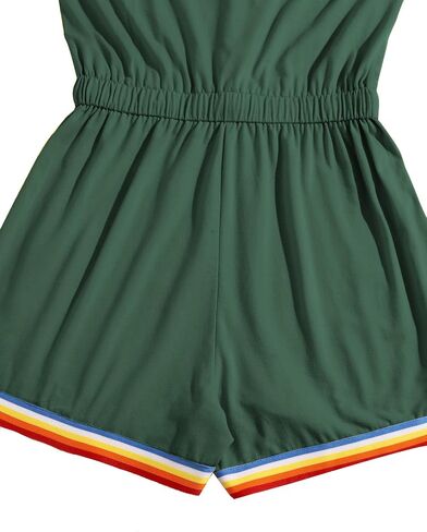 Milumia Women Casual Rainbow Stripe Print Cami Romper Knot High Waist Sport Jumpsuit in Saudi Arabia