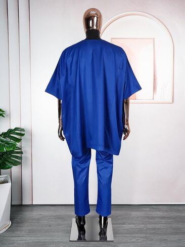 HD African Embroidery Baggy Tubu Shirt and Pants 2 Pieces Outfit Nigerian Mens Clothes Set in Saudi Arabia