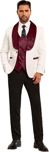 Men Suits Slim Fit 3 Piece Suit Men Shawl Lapel Men Dress Suit Pants Blazer Vest 1 Button Formal Suits for Men Prom Tuxedo in Saudi Arabia