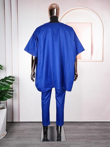 HD African Embroidery Baggy Tubu Shirt and Pants 2 قطعة ملابس ملابس رجال نيجيرية in Saudi Arabia