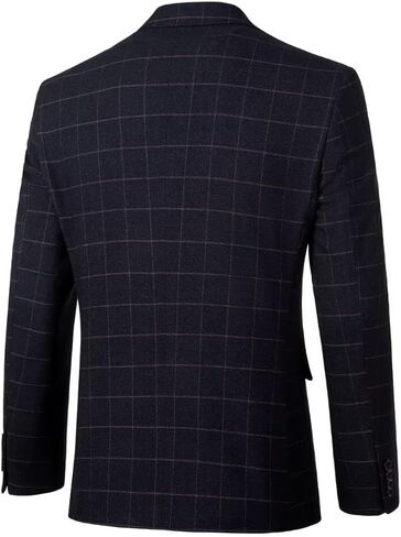 Men Suit Plaid Mens Slim Fit Formal Wedding 2 Buttons 3 Piece Suit Set Mens Prom Business Blazer Jacket Vest Pants in Kuwait