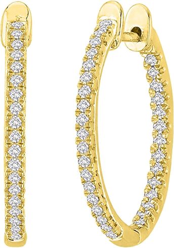 1-5 Carat Total Weight Inside Out Diamond Hoop Earrings Value Collection in Kuwait