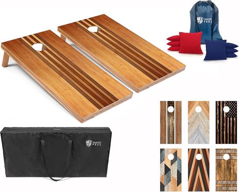 Tailgating Pros Cornhole Boards - 4'x2' Wood Pattern Cornhole Game w/Carrying Case & Set of 8 Corn Hole Bean Bags w/Tote in Saudi Arabia