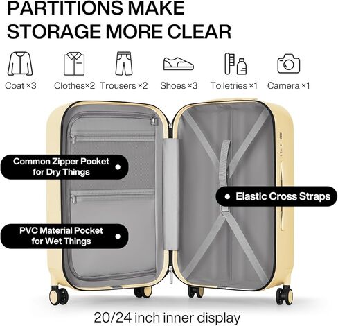 عجلات SPINNER MIXI DISTCASE فحصت أمتعة أمتعة خفيفة الوزن على أجهزة الكمبيوتر الشخصي مع الغطاء وقفل TSA للسفر التجاري ، 24INCH ، LARK YERDY in Kuwait