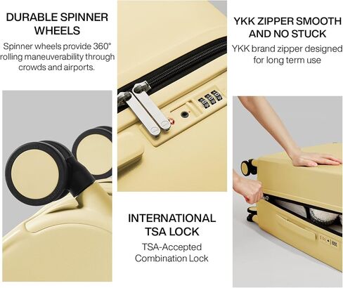 عجلات SPINNER MIXI DISTCASE فحصت أمتعة أمتعة خفيفة الوزن على أجهزة الكمبيوتر الشخصي مع الغطاء وقفل TSA للسفر التجاري ، 24INCH ، LARK YERDY in Kuwait