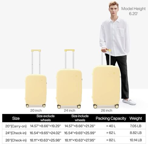 عجلات SPINNER MIXI DISTCASE فحصت أمتعة أمتعة خفيفة الوزن على أجهزة الكمبيوتر الشخصي مع الغطاء وقفل TSA للسفر التجاري ، 24INCH ، LARK YERDY in Kuwait