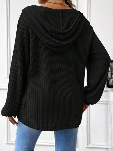 Women's Maternity Half Button Sweatshirts Long Sleeve Ribbed Knit Drawstring Hoodie in Kuwait