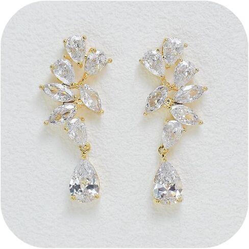 Elegant Cluster Cubic Zirconia Wedding Earrings Crystal Diamond Dangle Earrings for Bride Bridesmaid Prom Formal Dress in Saudi Arabia