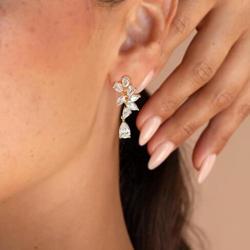 Elegant Cluster Cubic Zirconia Wedding Earrings Crystal Diamond Dangle Earrings for Bride Bridesmaid Prom Formal Dress in Saudi Arabia