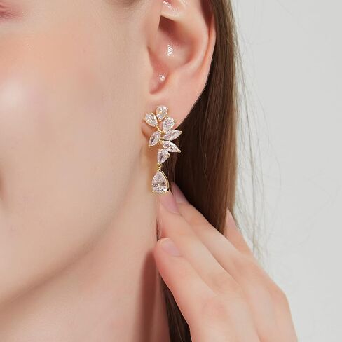 Elegant Cluster Cubic Zirconia Wedding Earrings Crystal Diamond Dangle Earrings for Bride Bridesmaid Prom Formal Dress in Saudi Arabia