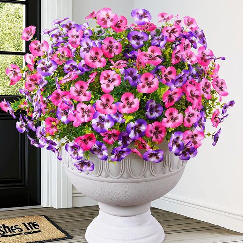 Martine Mall 8 Bundles تبدو أزهارًا مصطنعة حقيقية للهواء الطلق ، والزهور الواقعة المزيفة في الهواء الطلق ، وأشعة حريرية مقاومة للأشعة فوق البنفسجية للنباتات الزهرة الخارجية لحديقة الشرفة الخارجية ، والألوان المختلطة in Kuwait