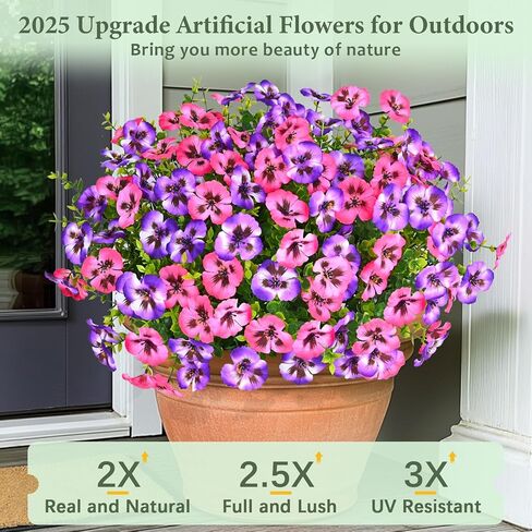 Martine Mall 8 Bundles تبدو أزهارًا مصطنعة حقيقية للهواء الطلق ، والزهور الواقعة المزيفة في الهواء الطلق ، وأشعة حريرية مقاومة للأشعة فوق البنفسجية للنباتات الزهرة الخارجية لحديقة الشرفة الخارجية ، والألوان المختلطة in Kuwait