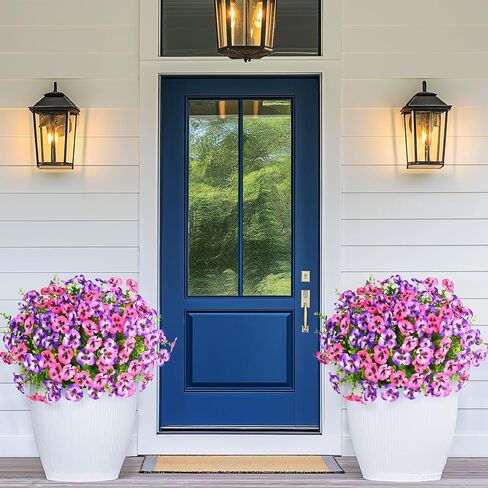 Martine Mall 8 Bundles تبدو أزهارًا مصطنعة حقيقية للهواء الطلق ، والزهور الواقعة المزيفة في الهواء الطلق ، وأشعة حريرية مقاومة للأشعة فوق البنفسجية للنباتات الزهرة الخارجية لحديقة الشرفة الخارجية ، والألوان المختلطة in Kuwait