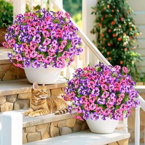 Martine Mall 8 Bundles تبدو أزهارًا مصطنعة حقيقية للهواء الطلق ، والزهور الواقعة المزيفة في الهواء الطلق ، وأشعة حريرية مقاومة للأشعة فوق البنفسجية للنباتات الزهرة الخارجية لحديقة الشرفة الخارجية ، والألوان المختلطة in Kuwait