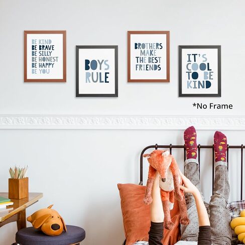 Brothers Make The Best Friends Boys Rules Affirmations Poster Prints for Home Boys Room Playroom Nursery Classroom Decor,Boho Navy Blue Colors Decorations Prints Wall Art Unframed 4pcs 8x10 Inches in Saudi Arabia