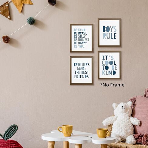 Brothers Make The Best Friends Boys Rules Affirmations Poster Prints for Home Boys Room Playroom Nursery Classroom Decor,Boho Navy Blue Colors Decorations Prints Wall Art Unframed 4pcs 8x10 Inches in Saudi Arabia