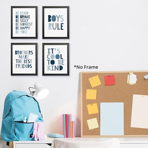 Brothers Make The Best Friends Boys Rules Affirmations Poster Prints for Home Boys Room Playroom Nursery Classroom Decor,Boho Navy Blue Colors Decorations Prints Wall Art Unframed 4pcs 8x10 Inches in Saudi Arabia