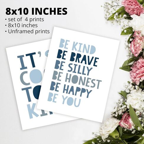 Brothers Make The Best Friends Boys Rules Affirmations Poster Prints for Home Boys Room Playroom Nursery Classroom Decor,Boho Navy Blue Colors Decorations Prints Wall Art Unframed 4pcs 8x10 Inches in Saudi Arabia