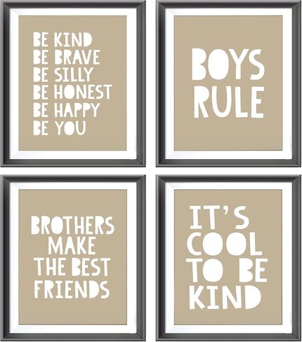 Brothers Make The Best Friends Boys Rules Affirmations Poster Prints for Home Boys Room Playroom Nursery Classroom Decor,Boho Navy Blue Colors Decorations Prints Wall Art Unframed 4pcs 8x10 Inches in Saudi Arabia