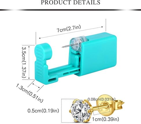 طقم بندقية الأذن Avyring - 2 PCS طقم ثقب الأذن ذات الأذن الفضية الذهبية مع حلق أدوات الفولاذ Hypoallergenic في المنزل 20G أقراط في الخلف. in Kuwait