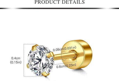 طقم بندقية الأذن Avyring - 2 PCS طقم ثقب الأذن ذات الأذن الفضية الذهبية مع حلق أدوات الفولاذ Hypoallergenic في المنزل 20G أقراط في الخلف. in Kuwait