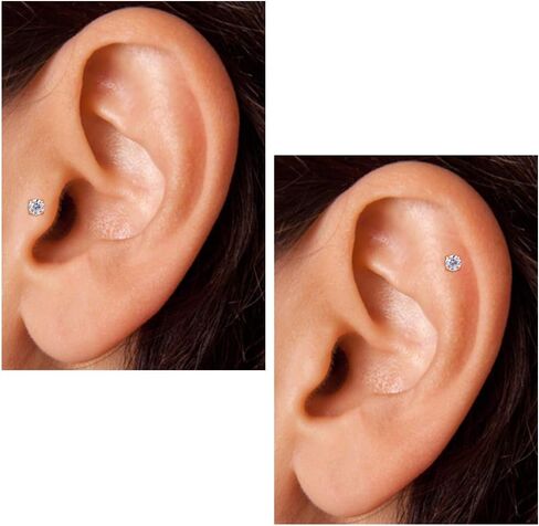 طقم بندقية الأذن Avyring - 2 PCS طقم ثقب الأذن ذات الأذن الفضية الذهبية مع حلق أدوات الفولاذ Hypoallergenic في المنزل 20G أقراط في الخلف. in Kuwait