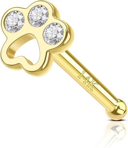 كوشارم 14K الذهب الصلب الأنف مسمار 20g باو طباعة 20g الذهب الصفراء حلقة الأنف رنين L الانحناء الذهب الحقيقي الذهب المسود in Kuwait