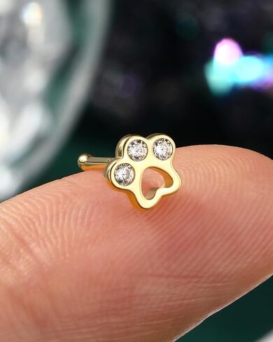 كوشارم 14K الذهب الصلب الأنف مسمار 20g باو طباعة 20g الذهب الصفراء حلقة الأنف رنين L الانحناء الذهب الحقيقي الذهب المسود in Kuwait